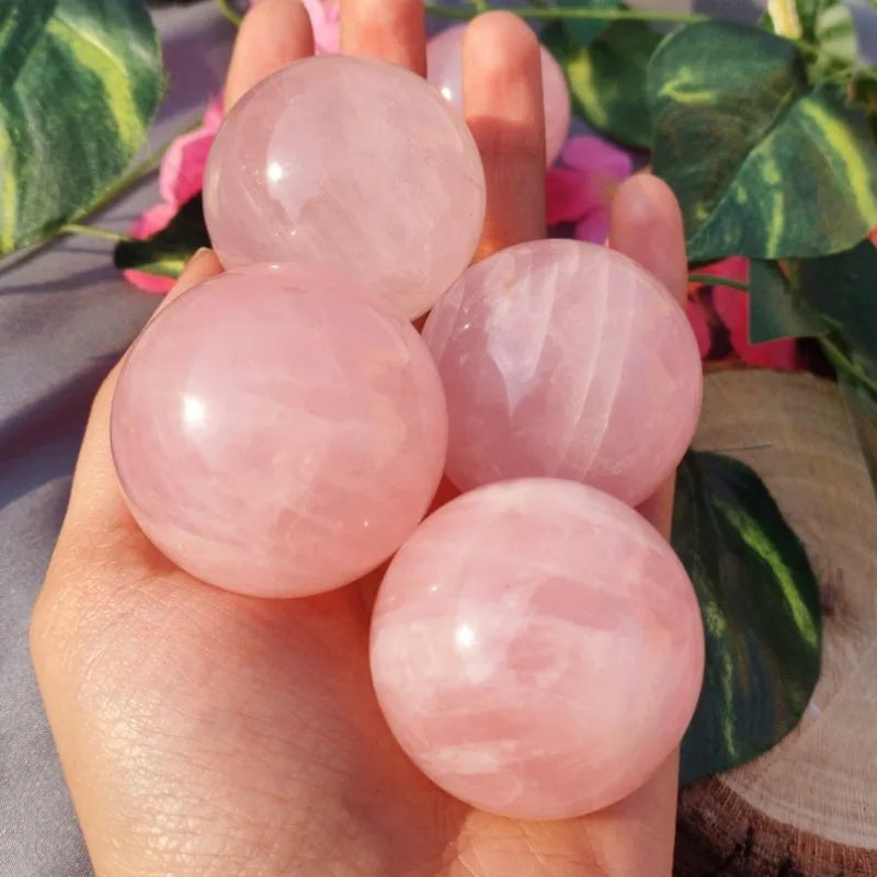 Natural Rose quartz Sphere, Quartz Crystal Ball, Polishing Rose quartz ball by hand, Crystal Healing Divination ball Gift