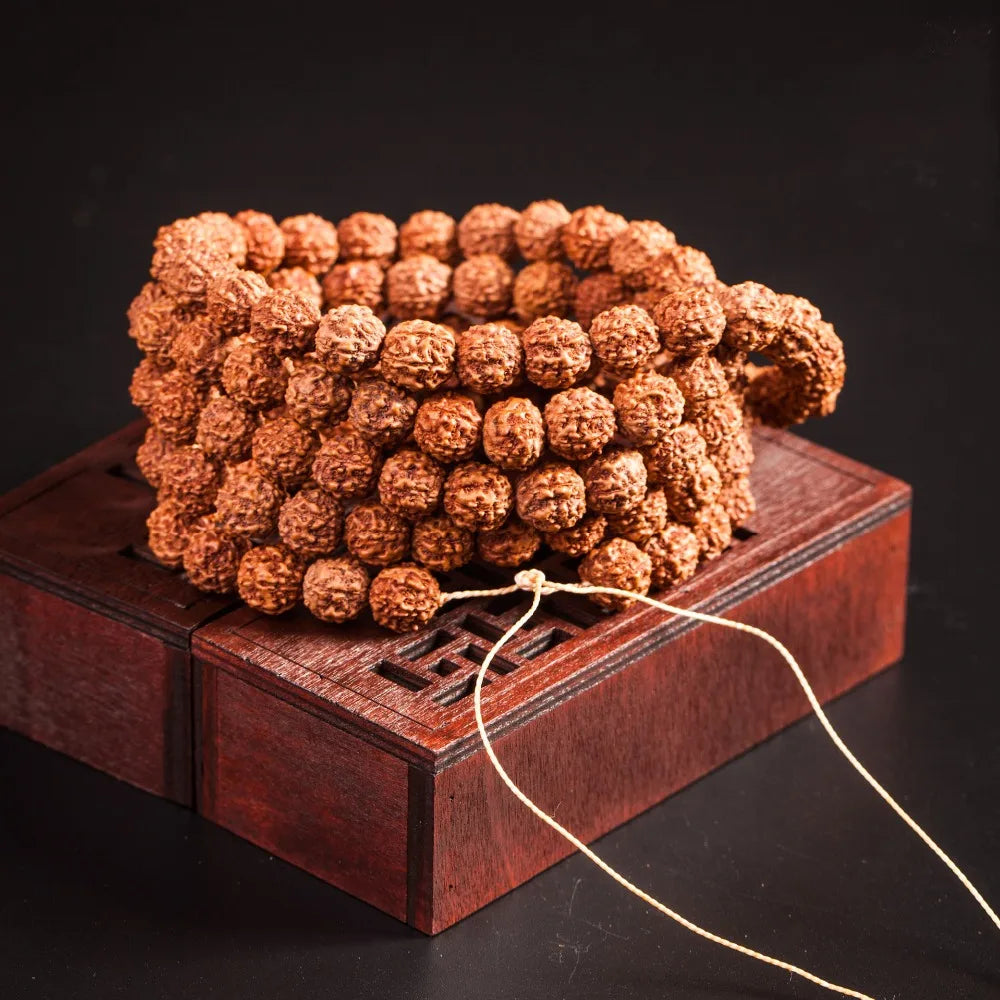 Natural Mala Rudraksha 108 Beads 5/7/9mm Prayer Buddhist for Necklaces Meditation Practice Jewelry Making Bracelet Accessories