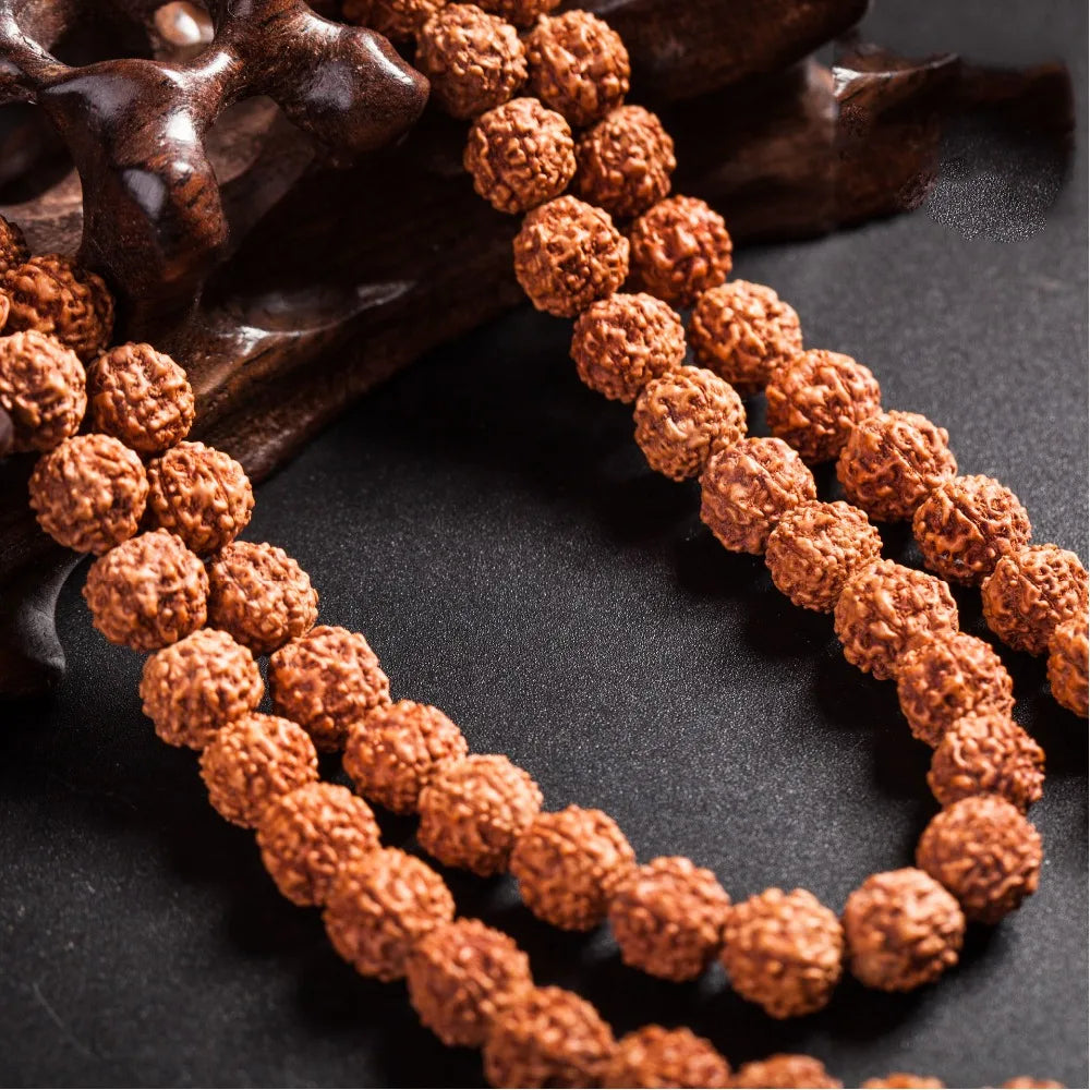 Natural Mala Rudraksha 108 Beads 5/7/9mm Prayer Buddhist for Necklaces Meditation Practice Jewelry Making Bracelet Accessories
