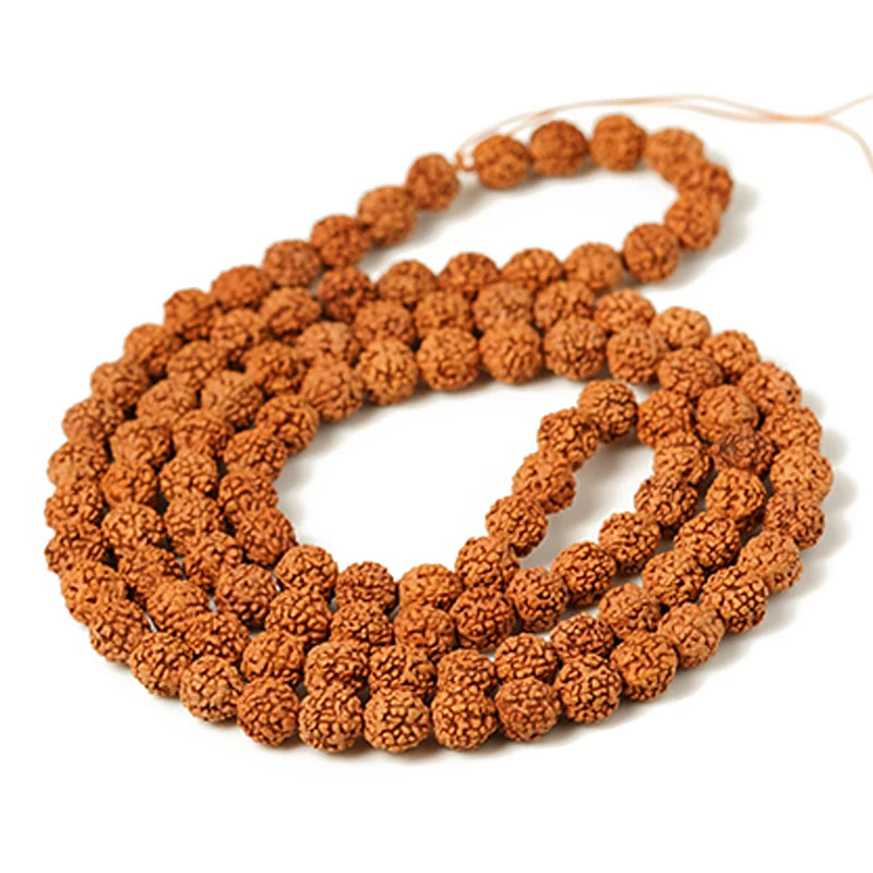 Natural Mala Rudraksha 108 Beads 5/7/9mm Prayer Buddhist for Necklaces Meditation Practice Jewelry Making Bracelet Accessories