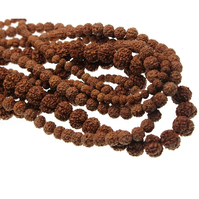 Natural Mala Rudraksha Beads 108PCS 6 8 10 12 mm Prayer Buddhist for Bracelet Necklace Meditation Practice DIY Jewelry Making