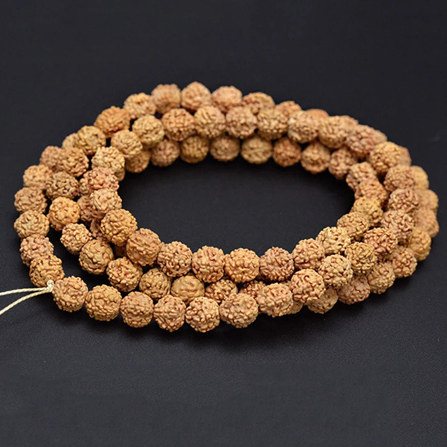 Natural Mala Rudraksha 108 Beads 5/7/9mm Prayer Buddhist for Necklaces Meditation Practice Jewelry Making Bracelet Accessories