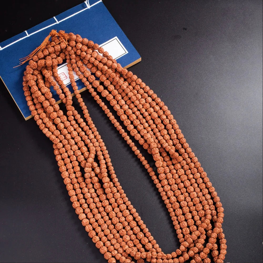 Natural Mala Rudraksha 108 Beads 5/7/9mm Prayer Buddhist for Necklaces Meditation Practice Jewelry Making Bracelet Accessories
