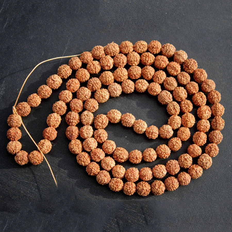 Natural Mala Rudraksha 108 Beads 5/7/9mm Prayer Buddhist for Necklaces Meditation Practice Jewelry Making Bracelet Accessories