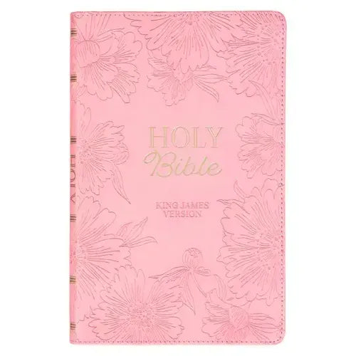 KJV Holy Bible, Gift Edition King James Version, Faux Leather Flexible Cover, Light Pink Floral
