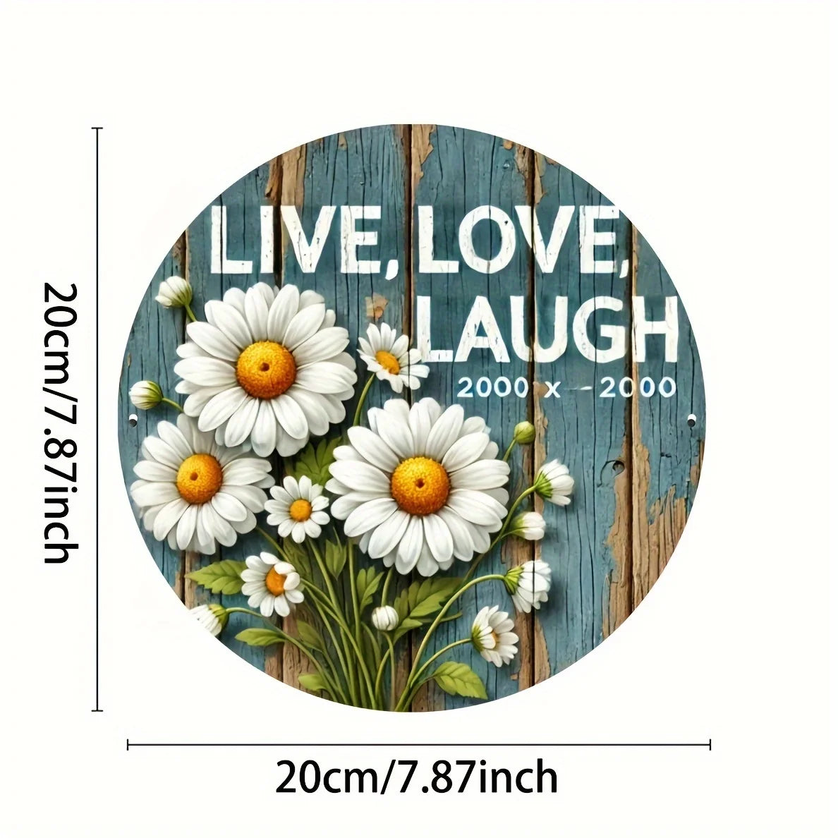 Daisy Design Aluminum Sign - 7.8" Round Engraved Wall Art for Home Decor, Indoor/Outdoor Use, and Celebrations
