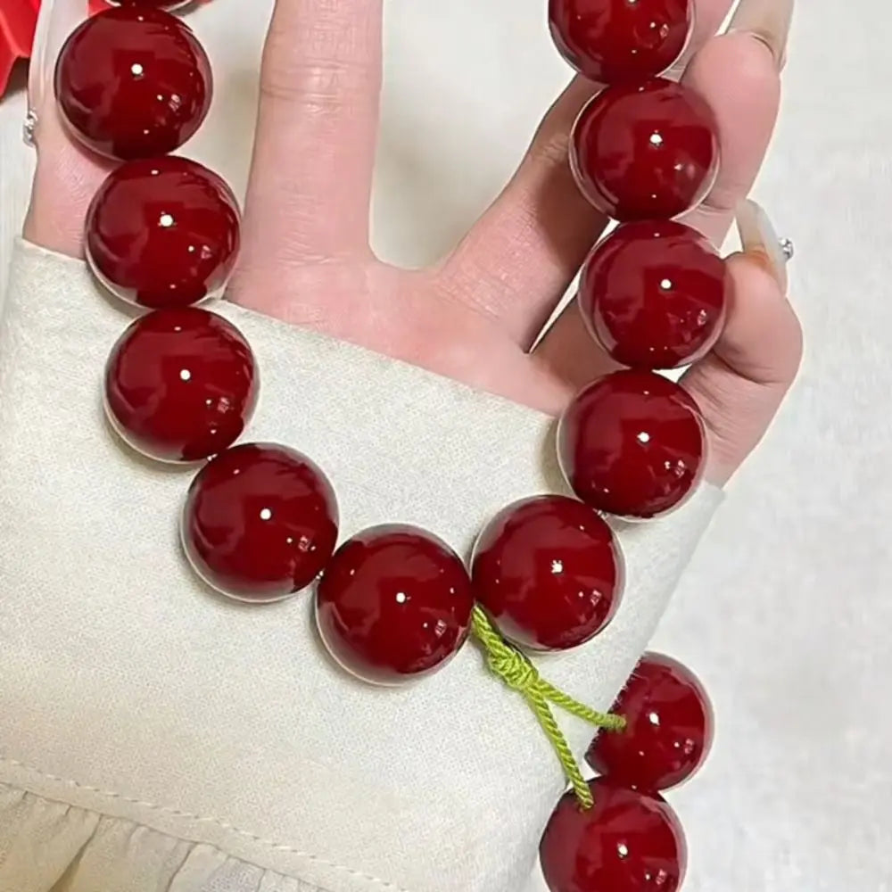 Mala Bracelet Red Bodhi Root Bracelet Cherry Carmine Prayer Beads Mala Bracelet Yoga Meditation Handheld Mala Beads Women's Wear