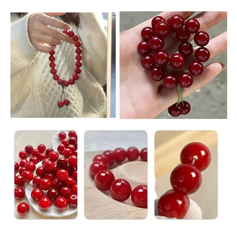 Mala Bracelet Red Bodhi Root Bracelet Cherry Carmine Prayer Beads Mala Bracelet Yoga Meditation Handheld Mala Beads Women's Wear