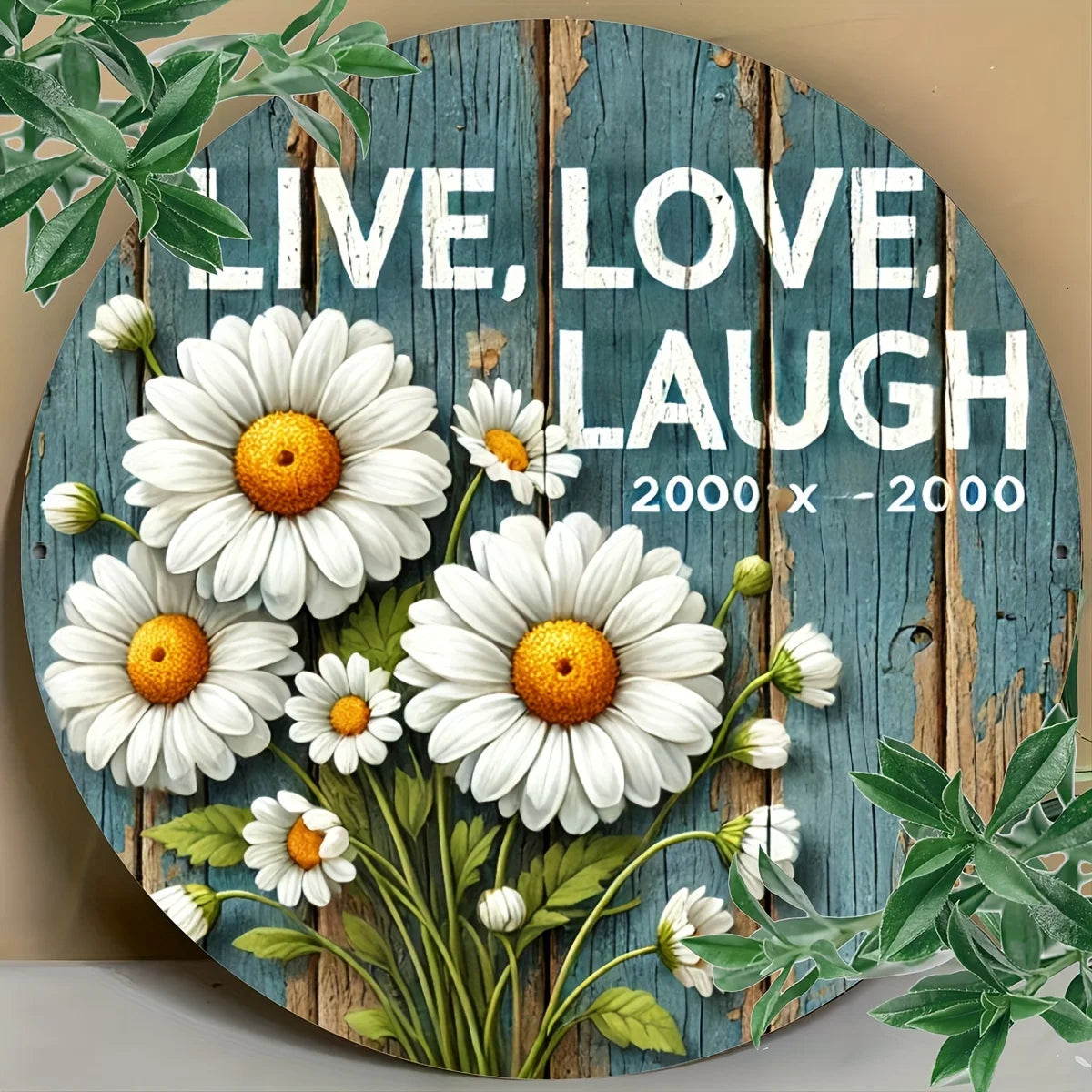 Daisy Design Aluminum Sign - 7.8" Round Engraved Wall Art for Home Decor, Indoor/Outdoor Use, and Celebrations
