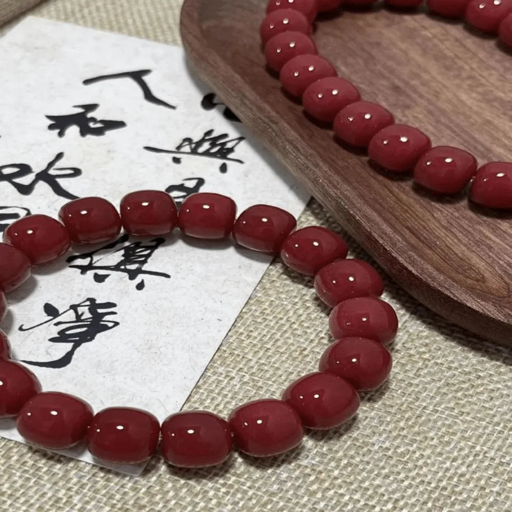 Mala Bracelet Red Bodhi Root Bracelet Cherry Carmine Prayer Beads Mala Bracelet Yoga Meditation Handheld Mala Beads Women's Wear