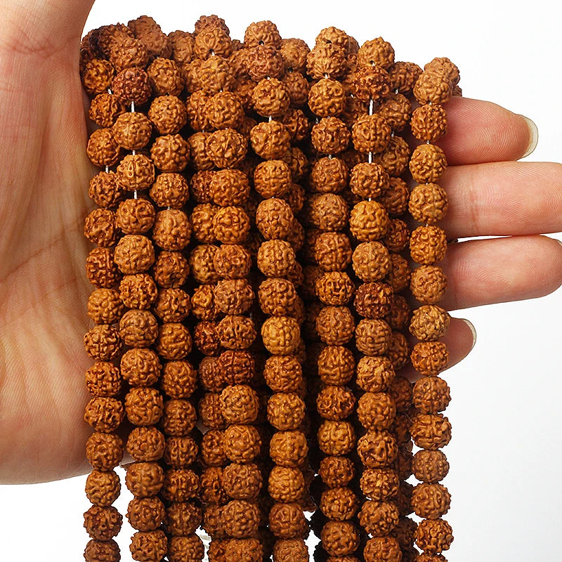 108 Mala Rudraksha Beads Buddhist Prayer Necklace Meditation Jewelry Yoga Bracelet 6-14mm for DIY Jewelry Making Accessories
