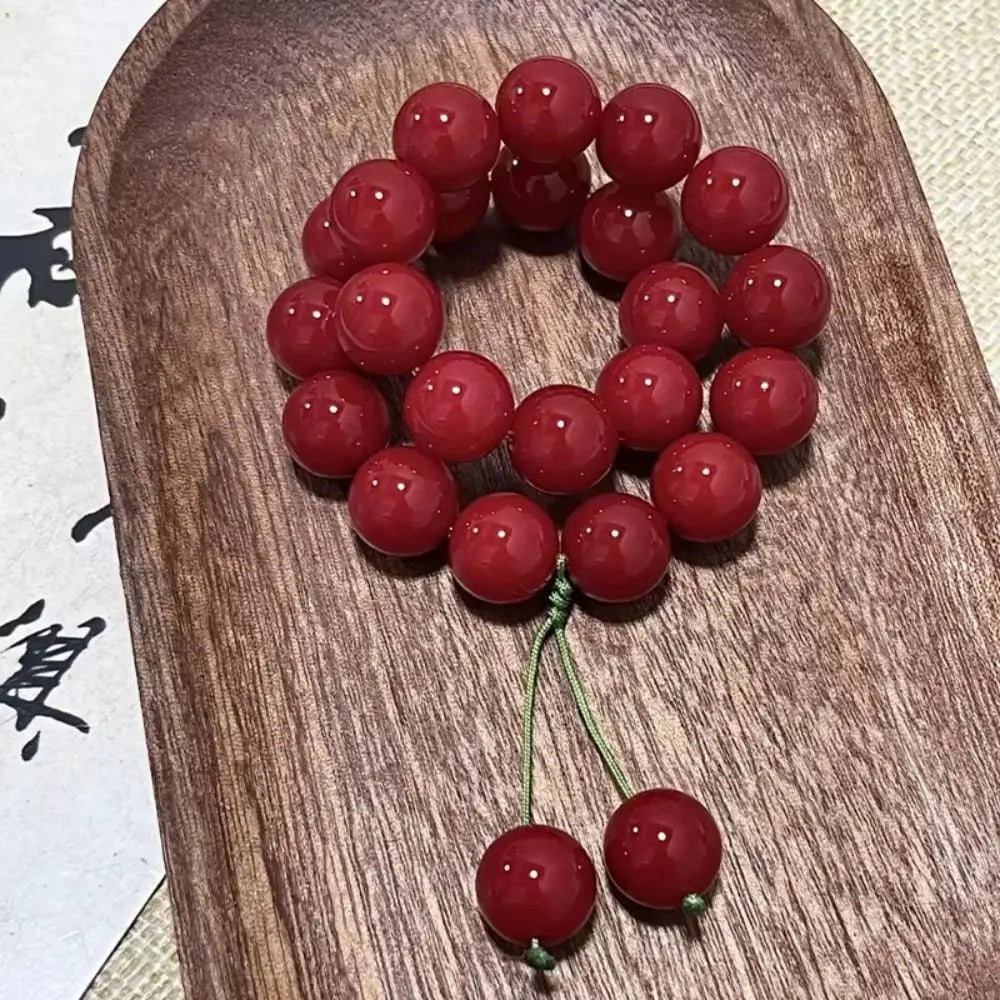 Mala Bracelet Red Bodhi Root Bracelet Cherry Carmine Prayer Beads Mala Bracelet Yoga Meditation Handheld Mala Beads Women's Wear