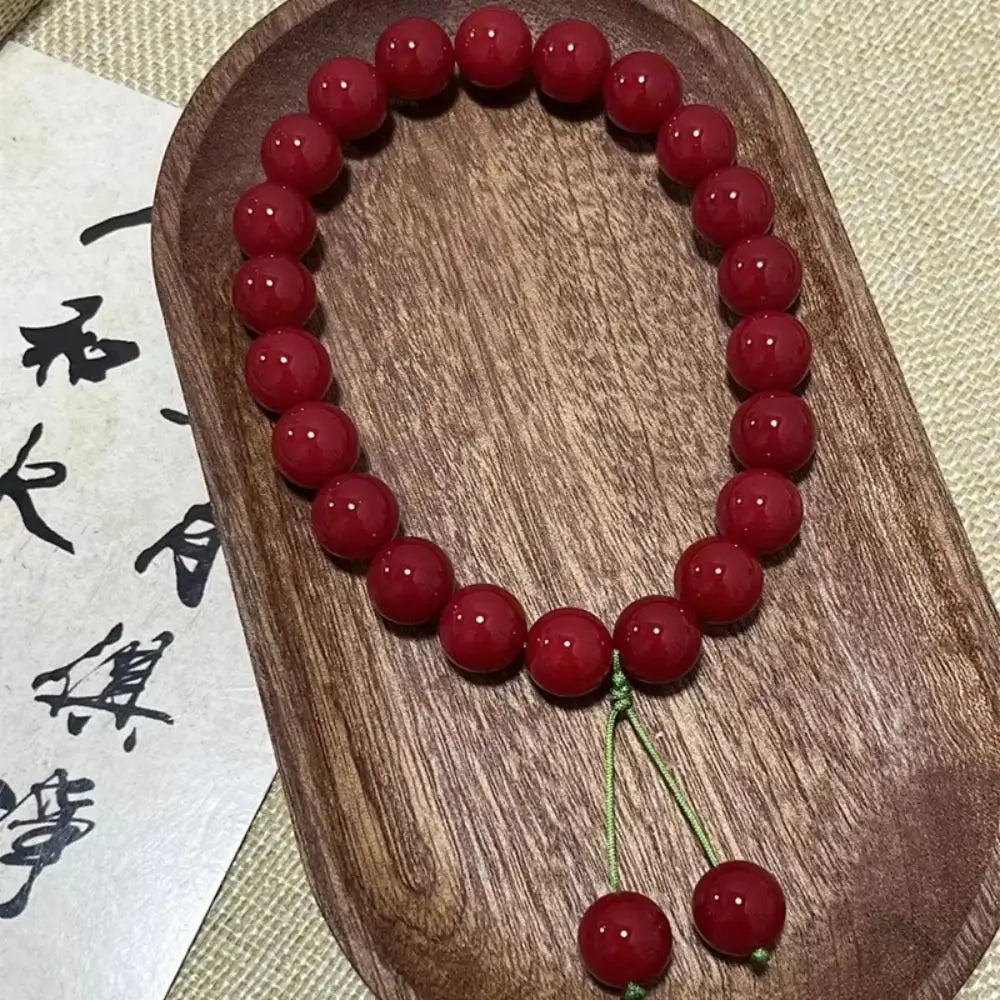 Mala Bracelet Red Bodhi Root Bracelet Cherry Carmine Prayer Beads Mala Bracelet Yoga Meditation Handheld Mala Beads Women's Wear