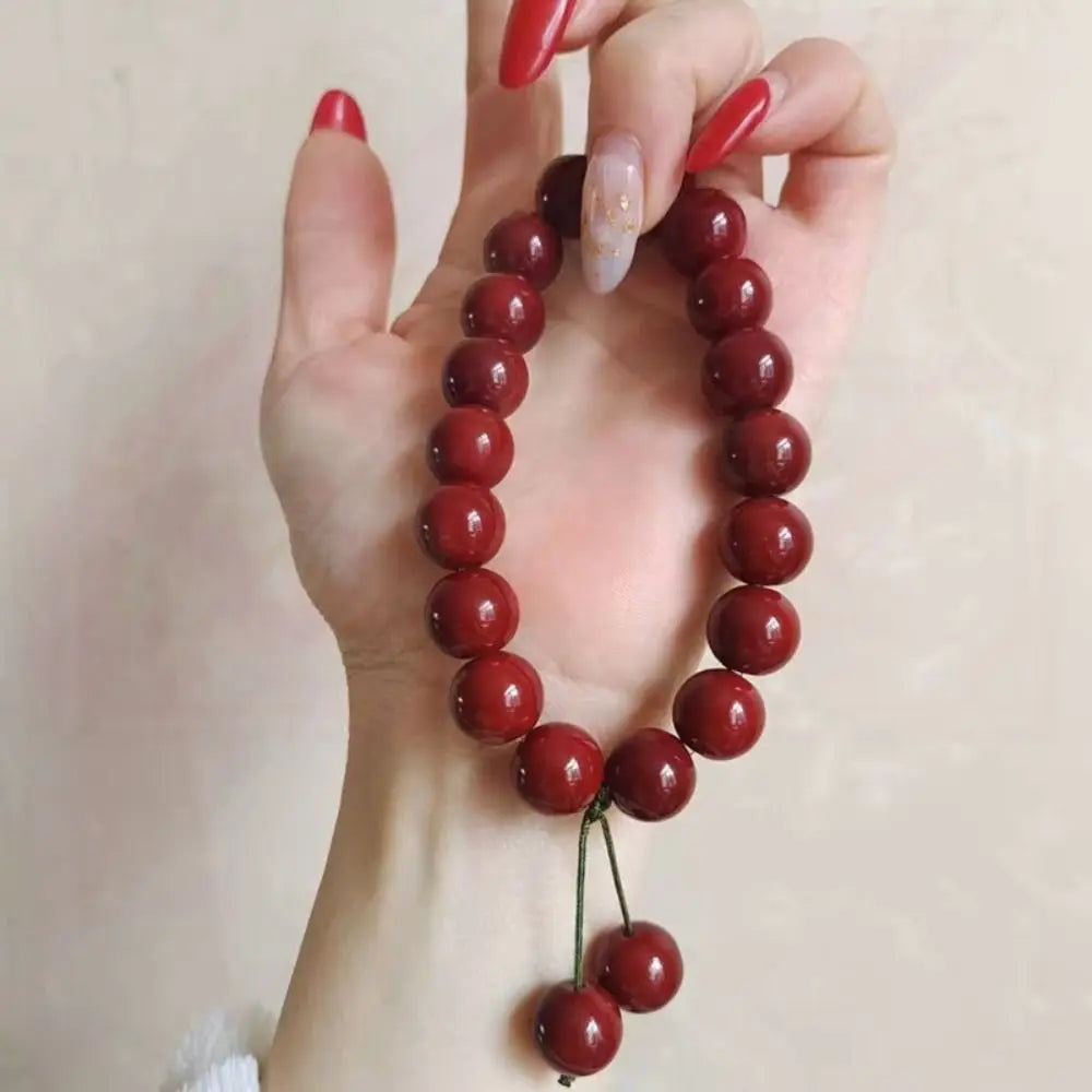 Mala Bracelet Red Bodhi Root Bracelet Cherry Carmine Prayer Beads Mala Bracelet Yoga Meditation Handheld Mala Beads Women's Wear