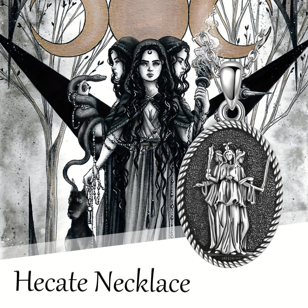 Hecate Necklace 925 Sterling Silver Triple Moon Goddess Pendant Wiccan Jewelry Gifts
