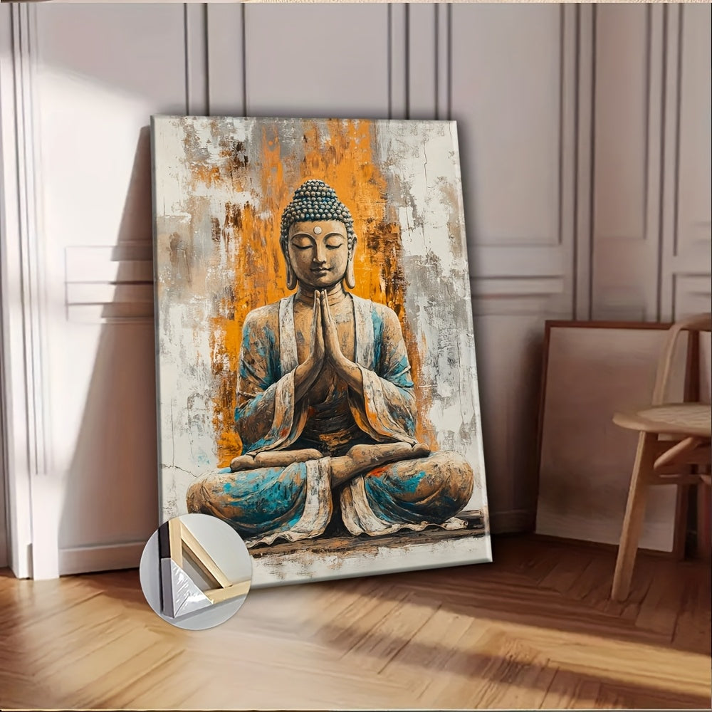 1pc Buddha Meditation Painting Canvas Print Poster with Wood Frame - Valentine'S Day Gift Room Decor Bedroom Decor Wall Decor Bathroom Decor Home Decor