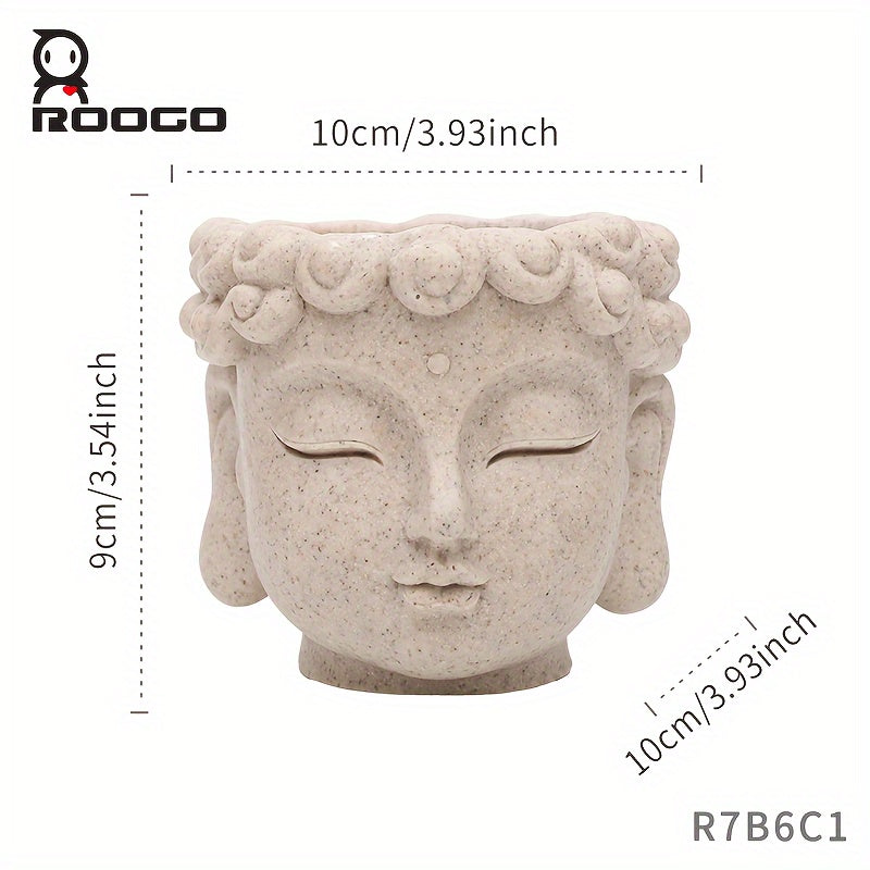 Zen-Inspired Buddha Head Succulent Planter - Resin Cactus Pot for Home & Office Decor, Versatile Indoor/Outdoor Flower Vase, Unique Bonsai Craft Gift