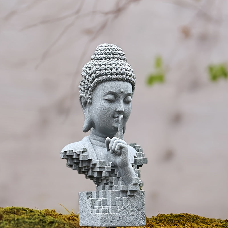 1pc Zen-Inspired Stone Buddha Statue - Modern Silent/Keep Quiet Design, Versatile Indoor & Outdoor Decor For Home, Yoga, Meditation, Gardens, Unique Gift Idea