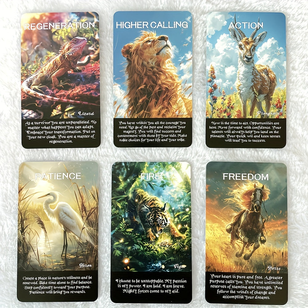 Animal Oracle Cards, Animal Tarot Cards, Animal Information, Tarot Cards with Keywords, Fortune Telling Toy, 4.72x2.76inch, 52 Cards