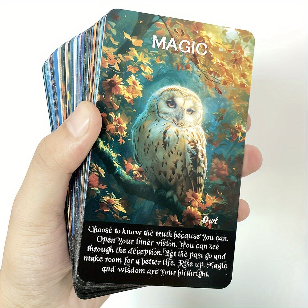 Animal Oracle Cards, Animal Tarot Cards, Animal Information, Tarot Cards with Keywords, Fortune Telling Toy, 4.72x2.76inch, 52 Cards