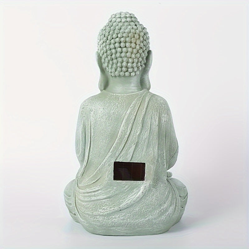 1pc Solar-Powered Buddha Statue with LED Light, Resin Garden Sculpture, Outdoor Balcony Yard Decor, Rustic Artistic Buddhism Figurine, Automatic Illumination At Dusk, for Yard Lawn Home Decor, Housewarming Gift,  Level IP44