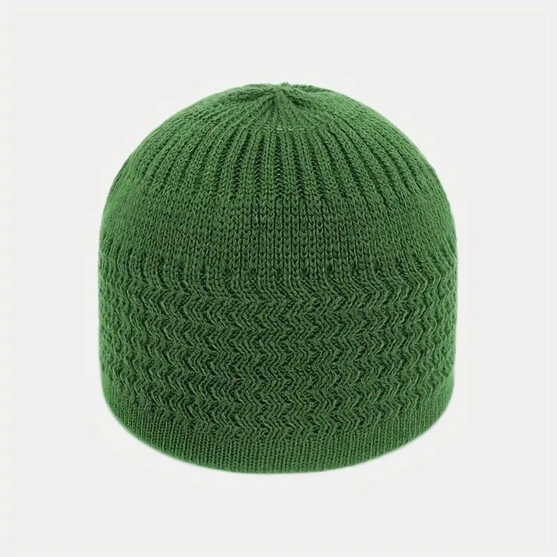 European And American Spring And Autumn Knitted Skull Cap, Unisex Wavy Jacquard Unisex Dome Warm Beanie Cap, Muslim Pullover Knitted Hat, Ideal Choice For Gifts