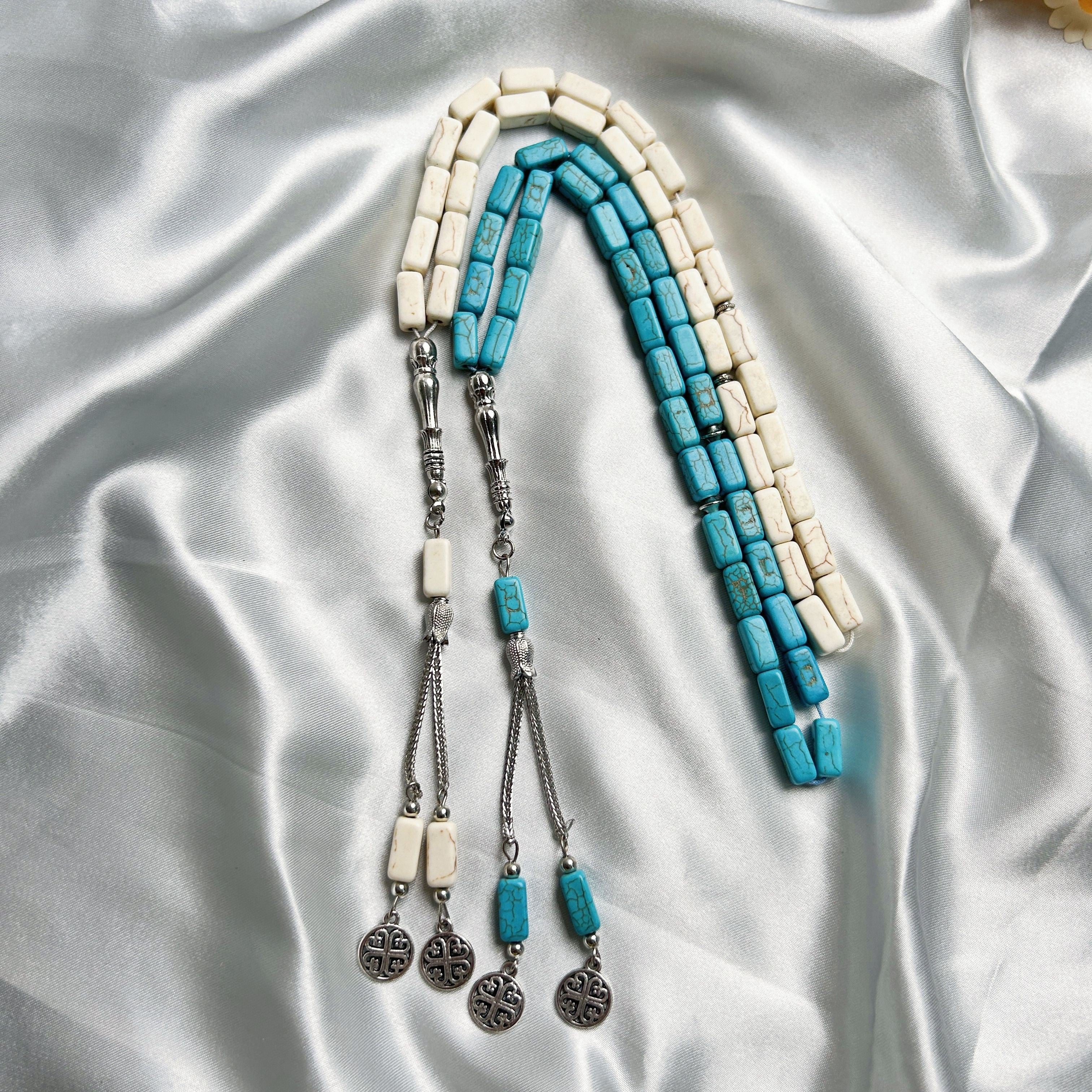 Simple Classic Style Stone Prayer Beads, Unplated Rectangle Bead Tasbih, Muslim Daily & Festival Occasion Handheld Counter - No Mosaic, All-Season