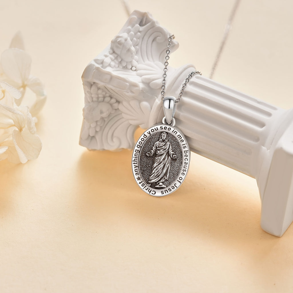 Jesus Necklace 925 Sterling Silver Jesus Chain Religious Pendant Christian Jewelry for Women Men