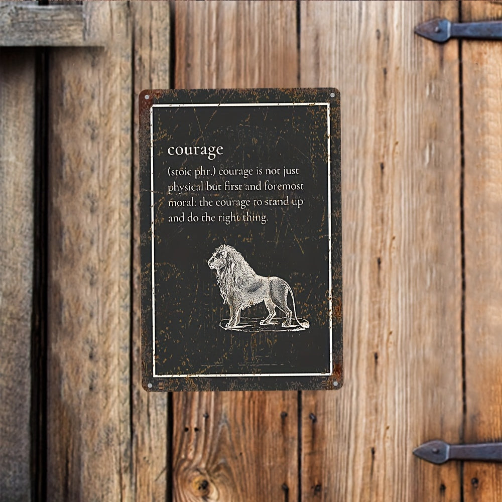 Stoic Philosophy Waterproof Aluminum Wall Art - UV Printed Courage Lion Plaque - Indoor/Outdoor Inspirational Decor 7.87x11.81inch