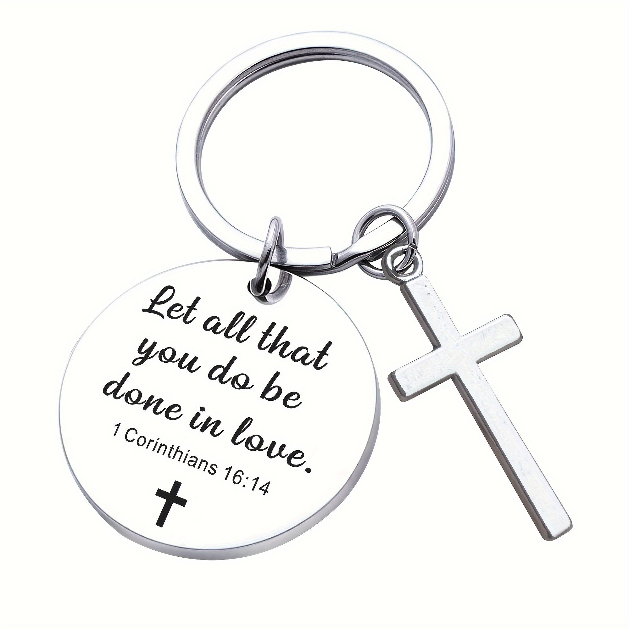 Bible Verse Cross Keychain Christian Metal Key Ring Purse Bag Backpack Car Key Charm Clothing Accessory Christmas Gift