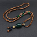 Bohemian Ethnic Wooden Buddha Bead Necklace for Men & Women - Natural Wood & Water Buffalo Turquoise Beads, Handcrafted Retro Unisex Jewelry for Daily Wear, Vacations, Unique Gift Idea