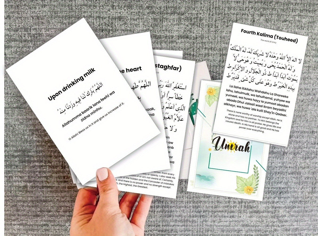 62pcs/set, Umrah Dua Cards, Umrah Flashcards, Prayer Cards, Islamic Dua, Dua Reminder Cards, Minimalist Dua For Umrah Muslim Prayer Card - Arabic, Transliteration, English Translation, Umrah Duas Guide