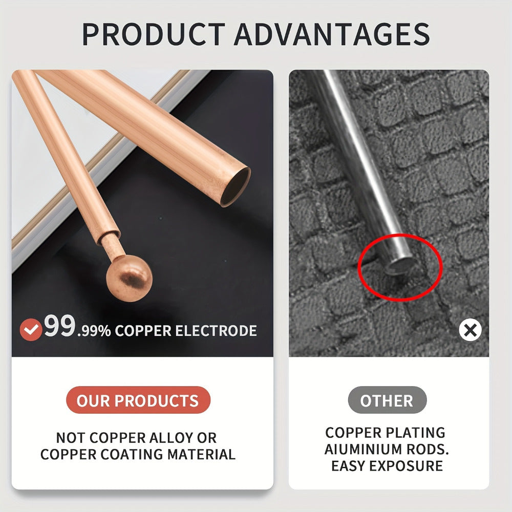 Set of 2 Dowsing Rods Made of 99.9% Pure Copper, Ideal for Ghost Hunting, Locating Water, And Finding Buried Treasures