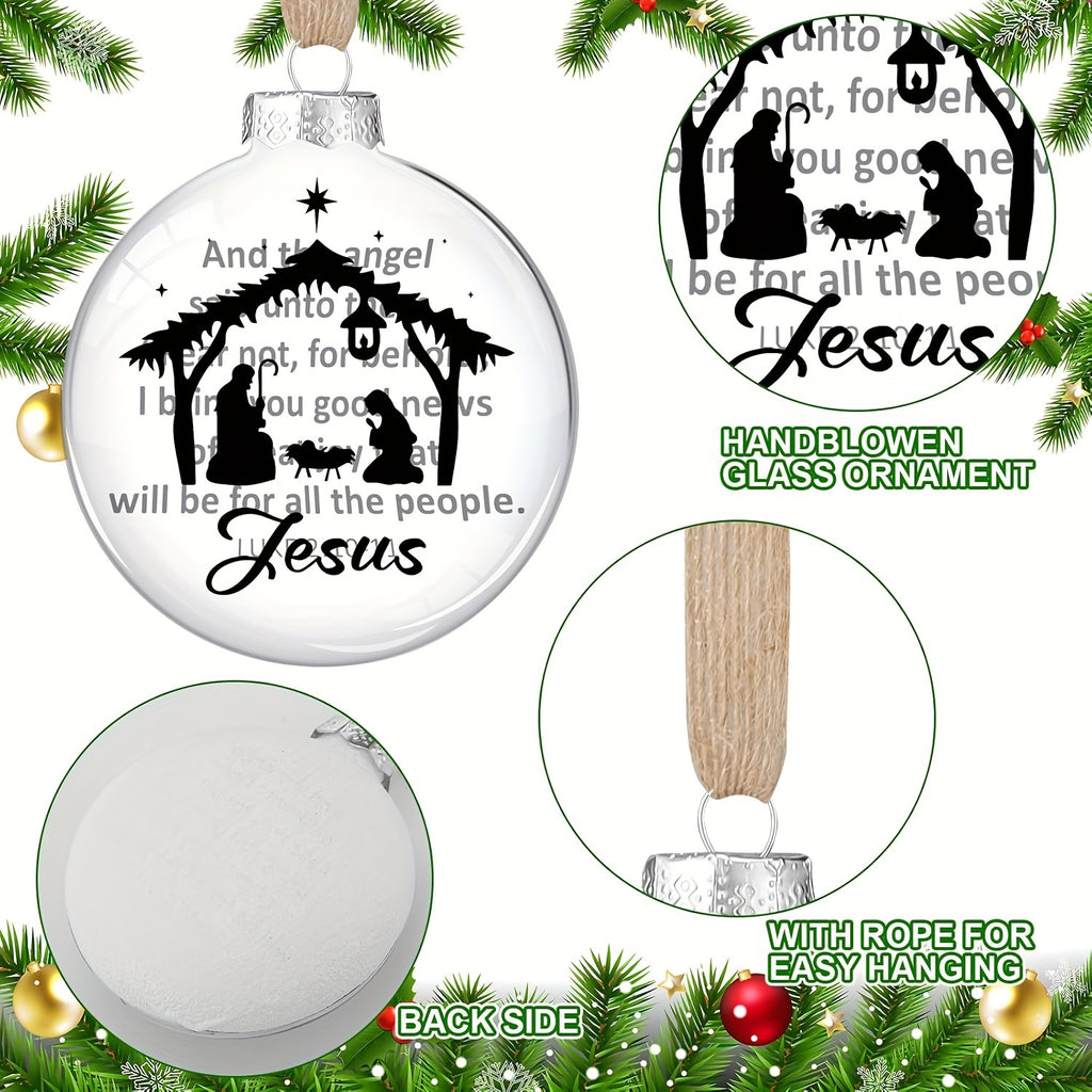 6-piece Scene Hanging Ornament Jesus Silhouette Glass Ornament Savior's Birth Religion Christmas Tree Christian Ornament Family Office Holiday Church Gift Decoration