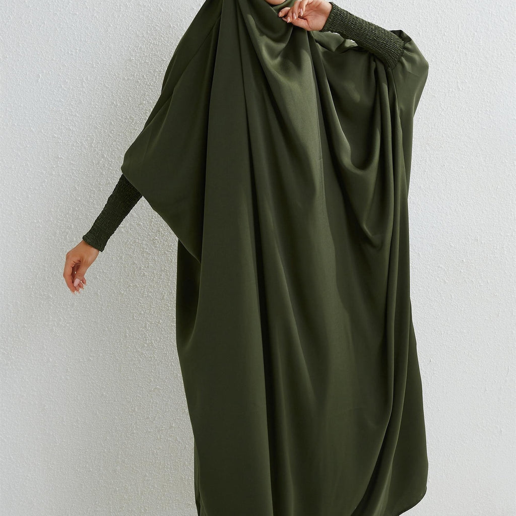 Ramadan Solid One-Piece Prayer Modest Dress - Modest Full Length Dress With Hijab -  For Women - Suitable for Ramadan & Islamic Events - Perfect Gift for Muslim Women