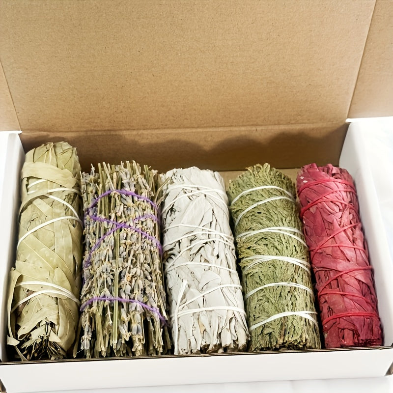 Sage Cleansing Kit | Contains White Sage, Cedarwood, Dragon's Blood Sage, Eucalyptus, And Lavender Incense Sticks | Combination Gift Set For Spiritual Energy Cleansing, Meet Different Needs | Brand: Sitting Bull