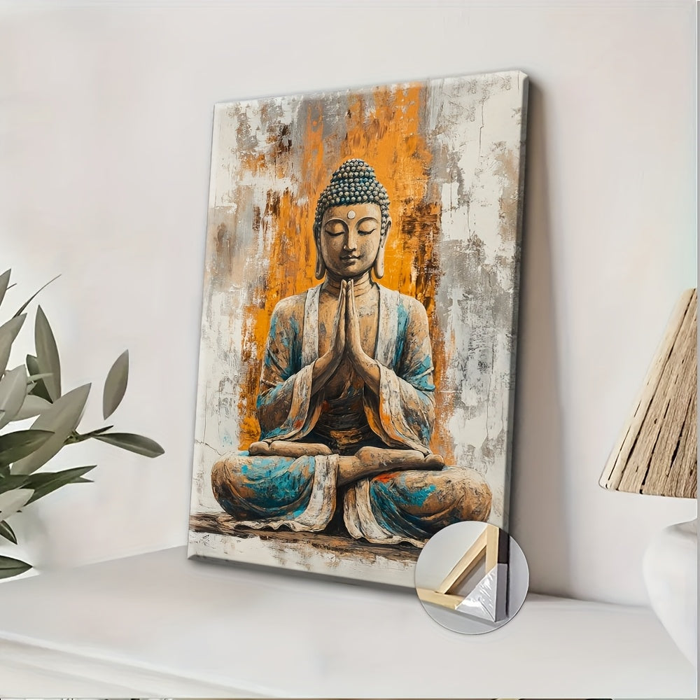 1pc Buddha Meditation Painting Canvas Print Poster with Wood Frame - Valentine'S Day Gift Room Decor Bedroom Decor Wall Decor Bathroom Decor Home Decor