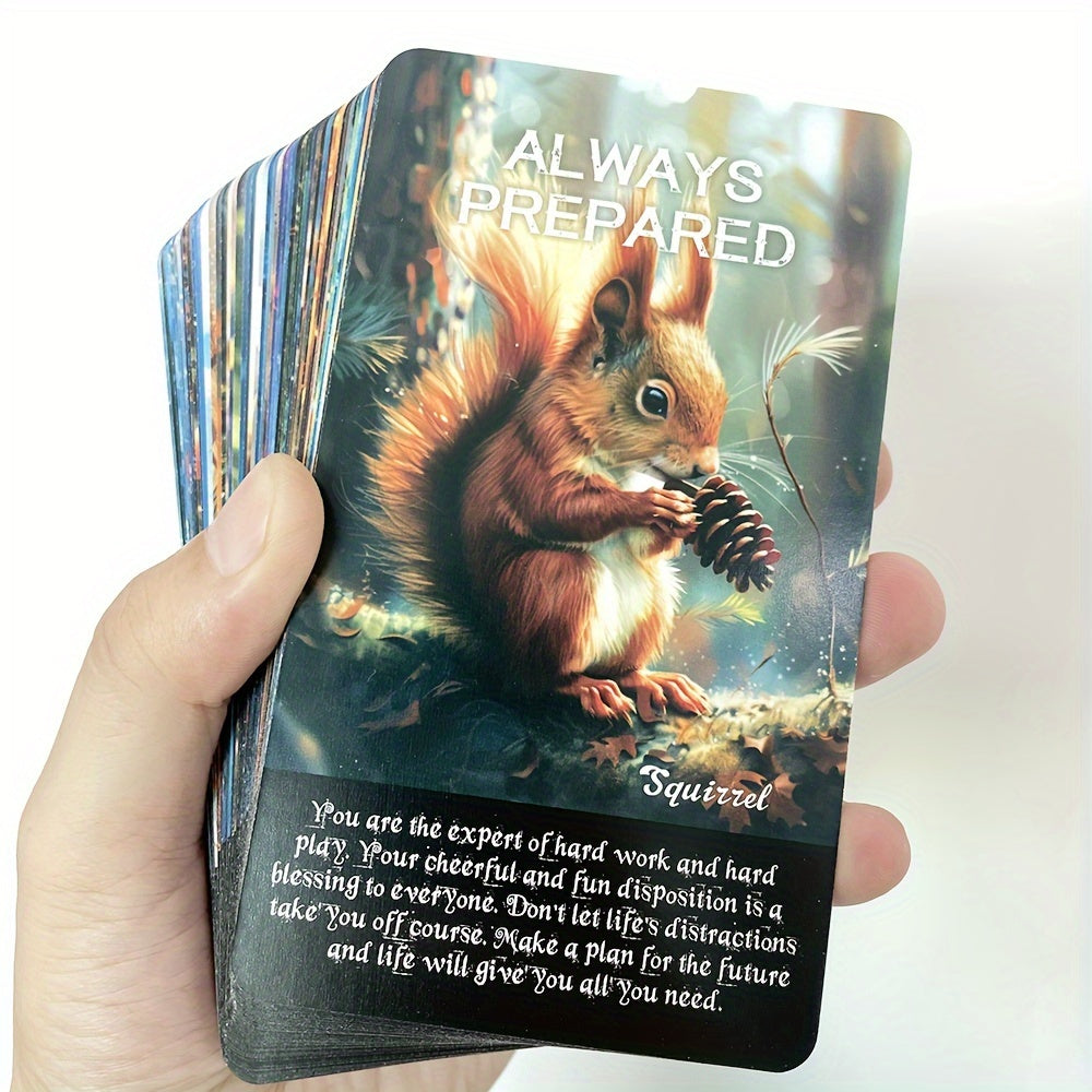 Animal Oracle Cards, Animal Tarot Cards, Animal Information, Tarot Cards with Keywords, Fortune Telling Toy, 4.72x2.76inch, 52 Cards