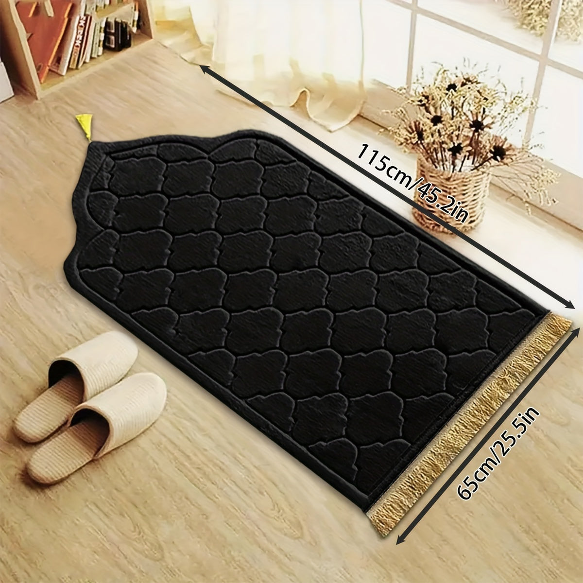 1 Pc Red Muslim Prayer Mat, Non-Slip Foldable Family Prayer Mat, Tassel Pilgrimage Mat, Thickened Kneeling Mat, For Pilgrimage Activities