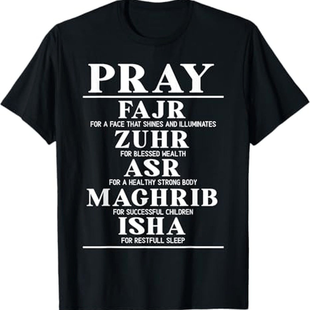 Muslim Islam Quran Mosque Ramadan Religion Islamic Dua Theme T - Shirt, 100% Cotton, for Religious Study or Pious Prayer Occasions, S - XXXL, Black