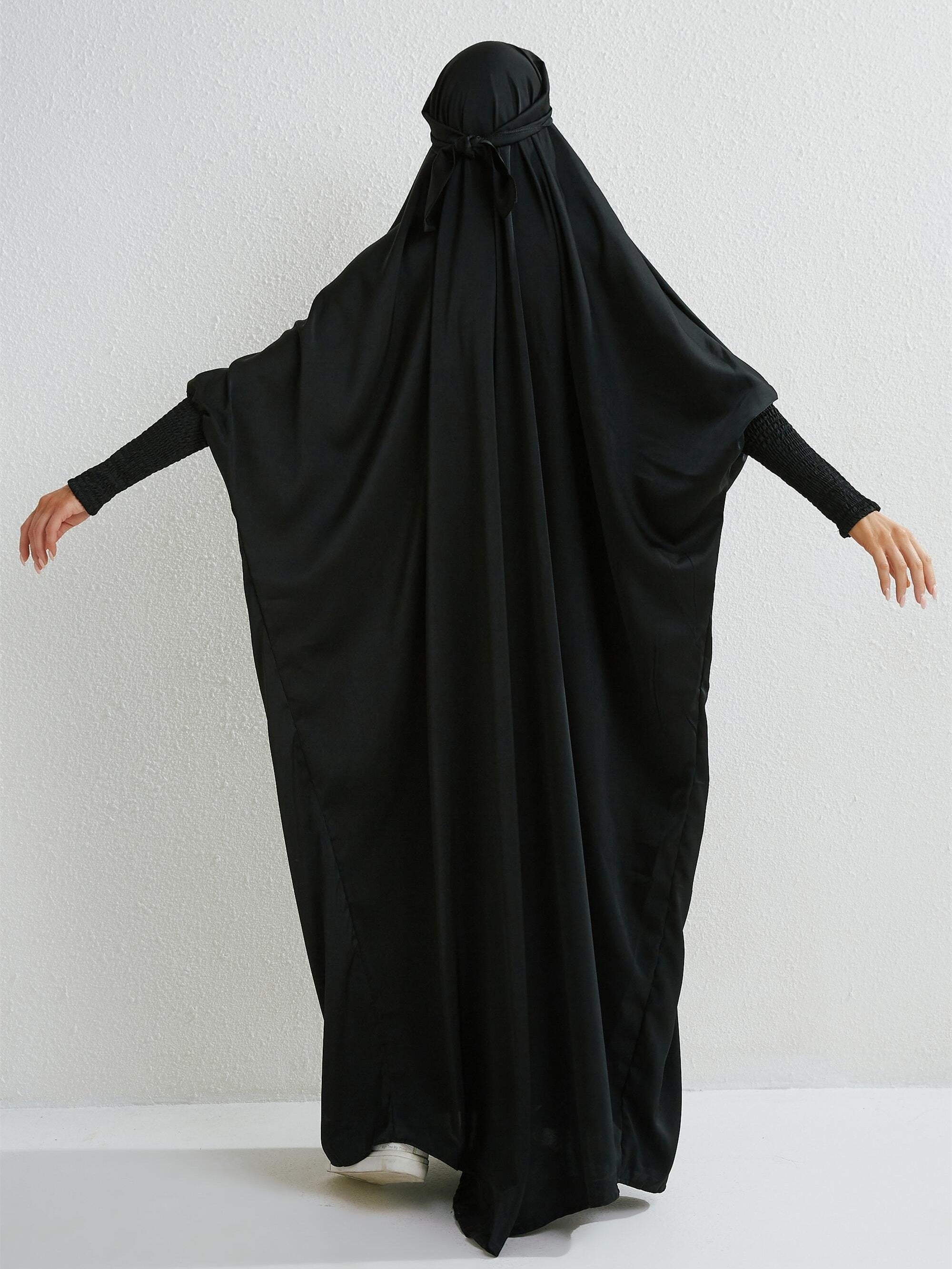 Ramadan Solid One-Piece Prayer Modest Dress - Modest Full Length Dress With Hijab -  For Women - Suitable for Ramadan & Islamic Events - Perfect Gift for Muslim Women