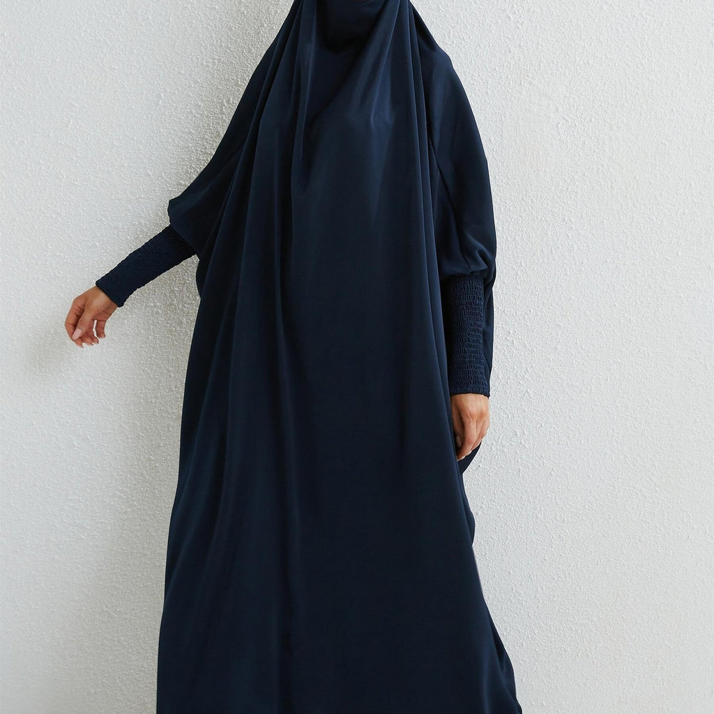 Ramadan Solid One-Piece Prayer Modest Dress - Modest Full Length Dress With Hijab -  For Women - Suitable for Ramadan & Islamic Events - Perfect Gift for Muslim Women