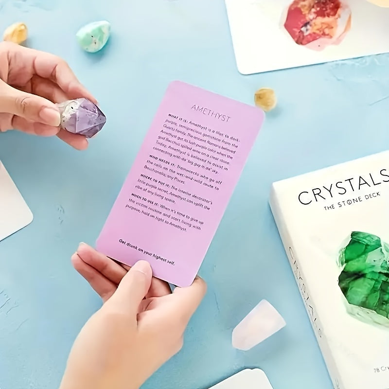 78-Card Crystals Oracle Tarot Deck for Insight and Guidance, Premium Paper Material, Tool for and, Suitable for Ages 14 and Up