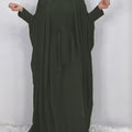 Women's Middle Eastern Muslim Solid Color Dress + Robe Jacket Two Piece Set