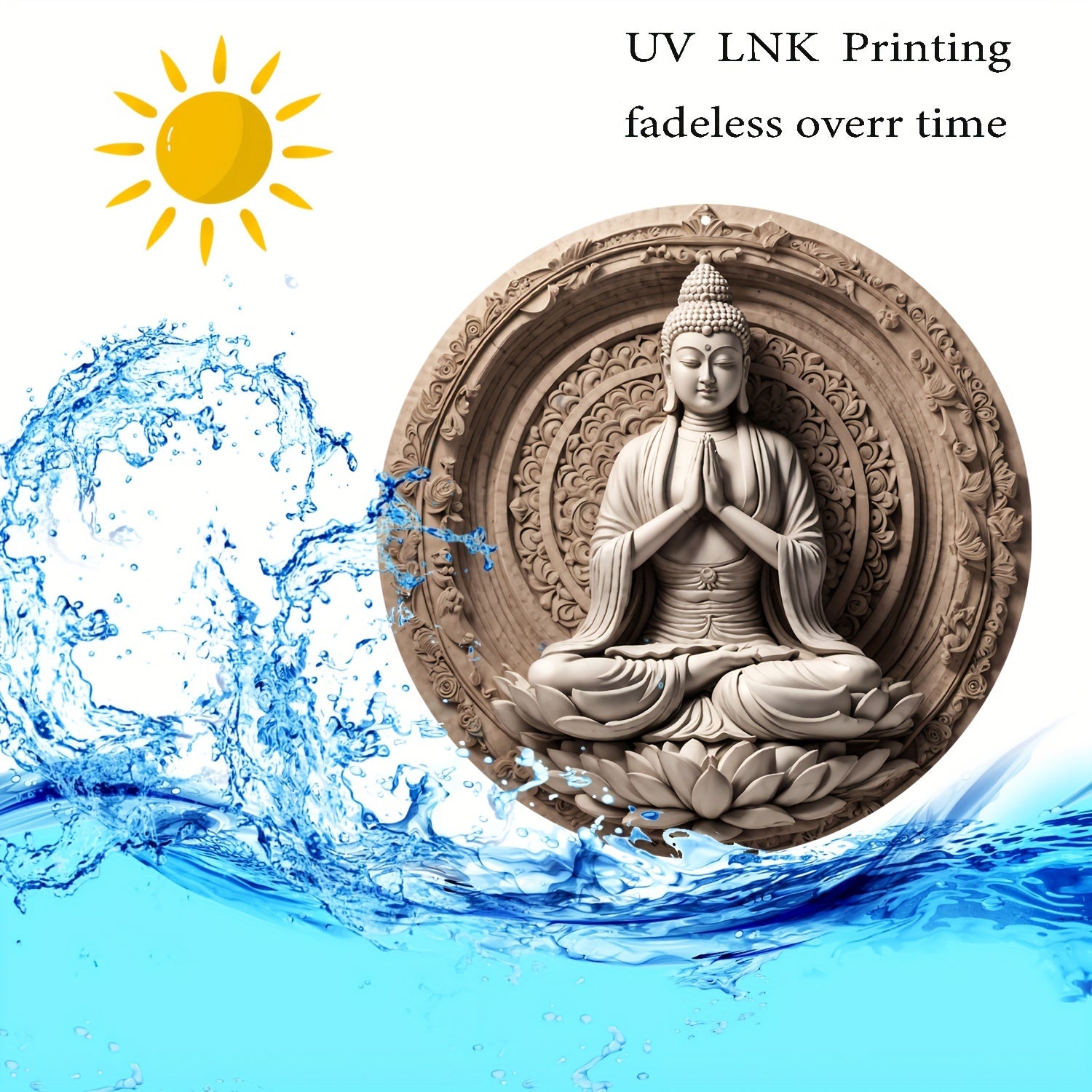 8X8" Buddha Bodhisattva Aluminum Wall Art - Unique Home & Bathroom Decor
