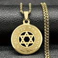 Stainless Steel Golden And Silvery Star Of David Pendant Necklace For Men And Women, A Jewish Blessing Male Jewelry Chain.