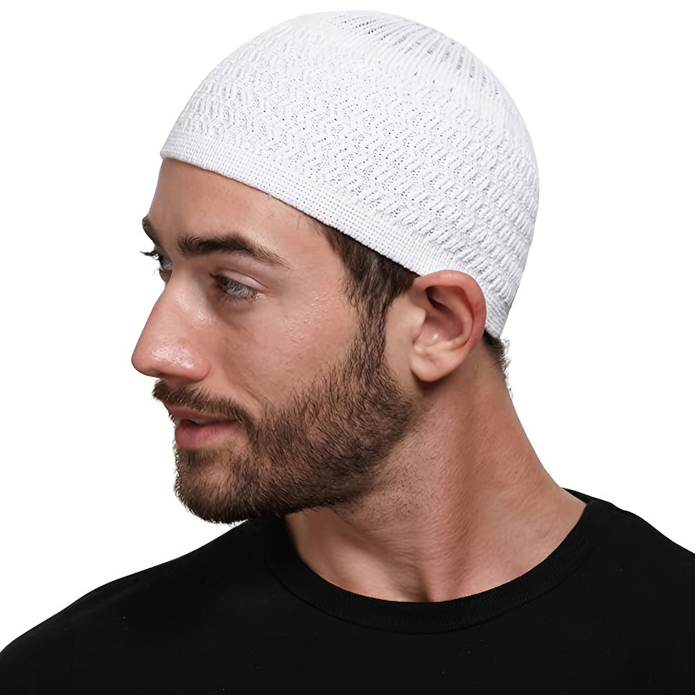 European And American Spring And Autumn Knitted Skull Cap, Unisex Wavy Jacquard Unisex Dome Warm Beanie Cap, Muslim Pullover Knitted Hat, Ideal Choice For Gifts