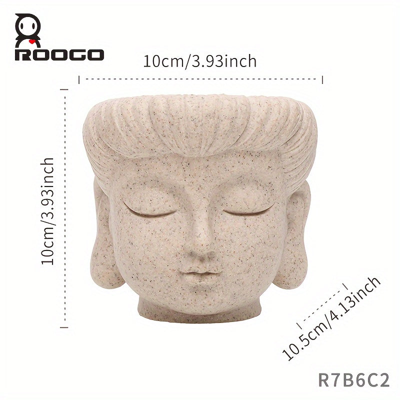 Zen-Inspired Buddha Head Succulent Planter - Resin Cactus Pot for Home & Office Decor, Versatile Indoor/Outdoor Flower Vase, Unique Bonsai Craft Gift