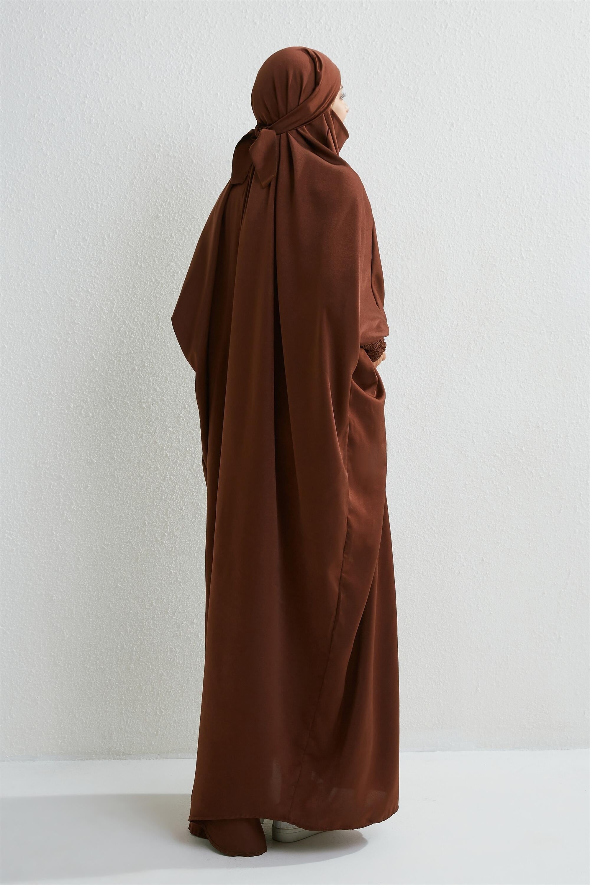 Ramadan Solid One-Piece Prayer Modest Dress - Modest Full Length Dress With Hijab -  For Women - Suitable for Ramadan & Islamic Events - Perfect Gift for Muslim Women