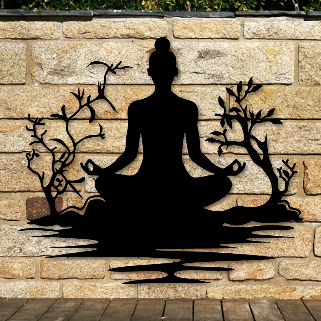 1pc Buddha Statue Metal Wall Art Suitable for Home, Office, Outdoor Zen Meditation Statue - Chakra Wall Decor, Yoga & Meditation Gift, Metal Buddha Art 15.7inx14in